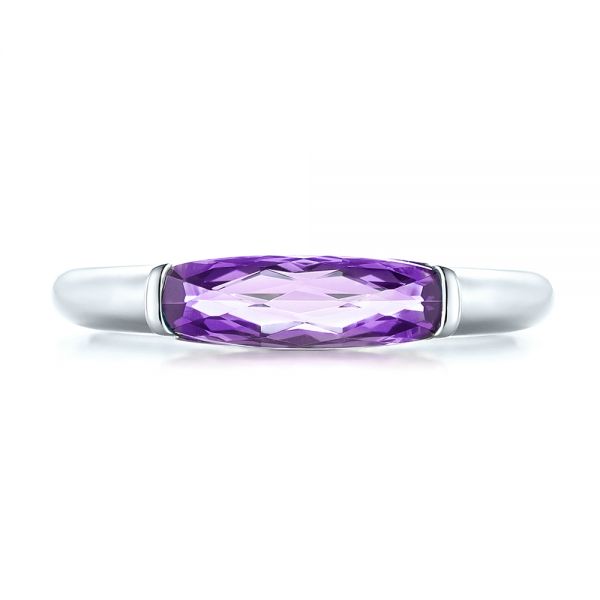 14k White Gold 14k White Gold East-west Amethyst Fashion Ring - Top View -  103757