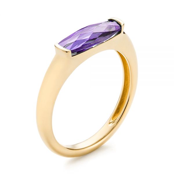 18k Yellow Gold 18k Yellow Gold East-west Amethyst Fashion Ring - Three-Quarter View -  103757