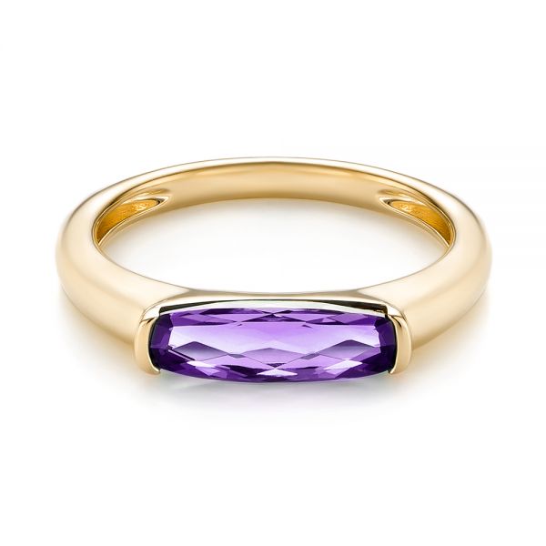 14k Yellow Gold 14k Yellow Gold East-west Amethyst Fashion Ring - Flat View -  103757