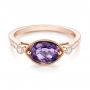 18k Rose Gold 18k Rose Gold East-west Amethyst And Diamond Ring - Flat View -  103756 - Thumbnail
