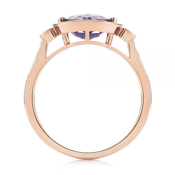 14k Rose Gold East-west Amethyst And Diamond Ring - Front View - 103756
