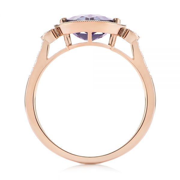 14k Rose Gold East-west Amethyst And Diamond Ring - Front View -  103756