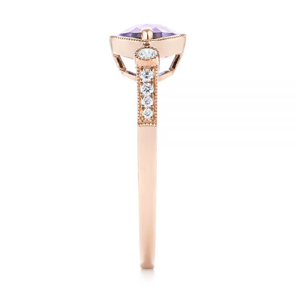 14k Rose Gold East-west Amethyst And Diamond Ring - Side View - 103756