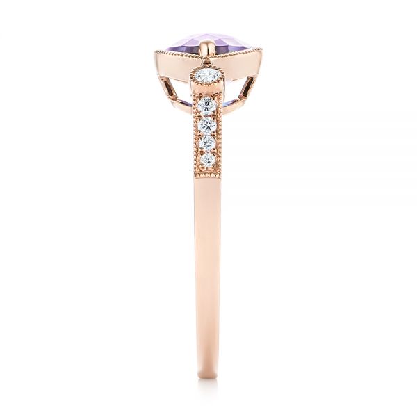 18k Rose Gold 18k Rose Gold East-west Amethyst And Diamond Ring - Side View -  103756