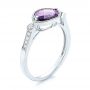 14k White Gold 14k White Gold East-west Amethyst And Diamond Ring - Three-Quarter View -  103756 - Thumbnail