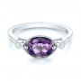 18k White Gold 18k White Gold East-west Amethyst And Diamond Ring - Flat View -  103756 - Thumbnail