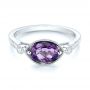  Platinum Platinum East-west Amethyst And Diamond Ring - Flat View -  103756 - Thumbnail