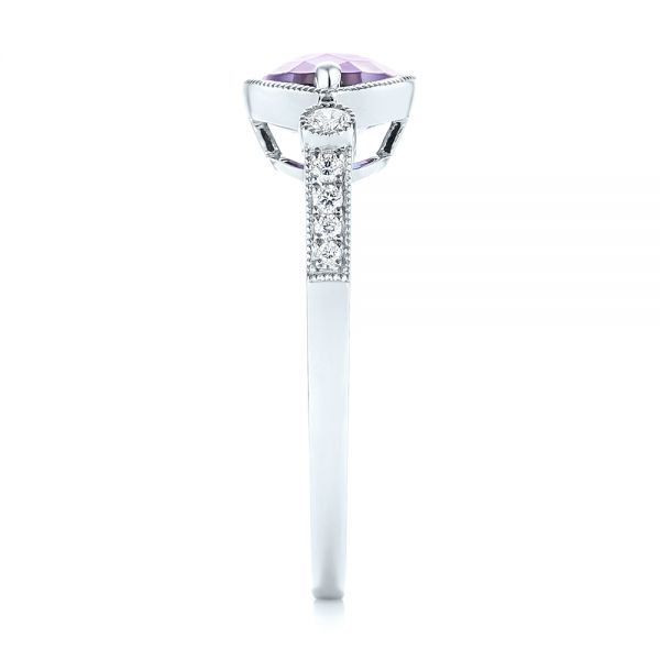 14k White Gold 14k White Gold East-west Amethyst And Diamond Ring - Side View - 103756