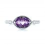 14k White Gold 14k White Gold East-west Amethyst And Diamond Ring - Top View -  103756 - Thumbnail