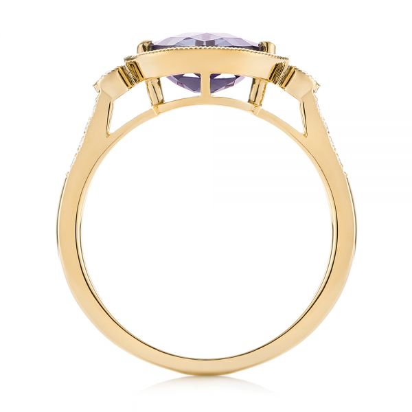 18k Yellow Gold 18k Yellow Gold East-west Amethyst And Diamond Ring - Front View -  103756