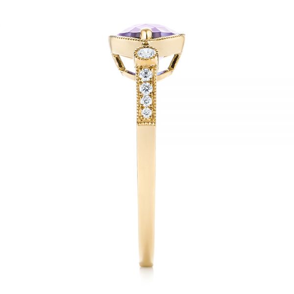 14k Yellow Gold 14k Yellow Gold East-west Amethyst And Diamond Ring - Side View -  103756