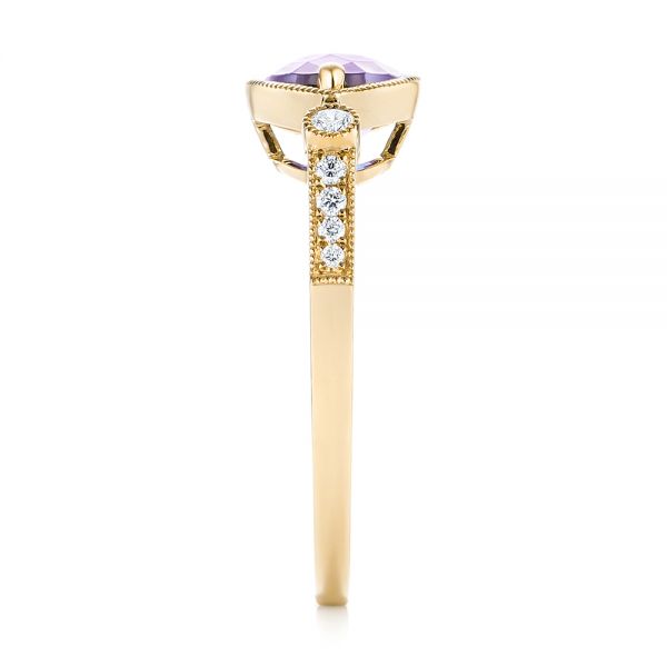 14k Yellow Gold 14k Yellow Gold East-west Amethyst And Diamond Ring - Side View - 103756