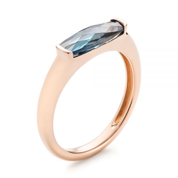 14k Rose Gold East-west London Blue Topaz Fashion Ring - Three-Quarter View -  103762