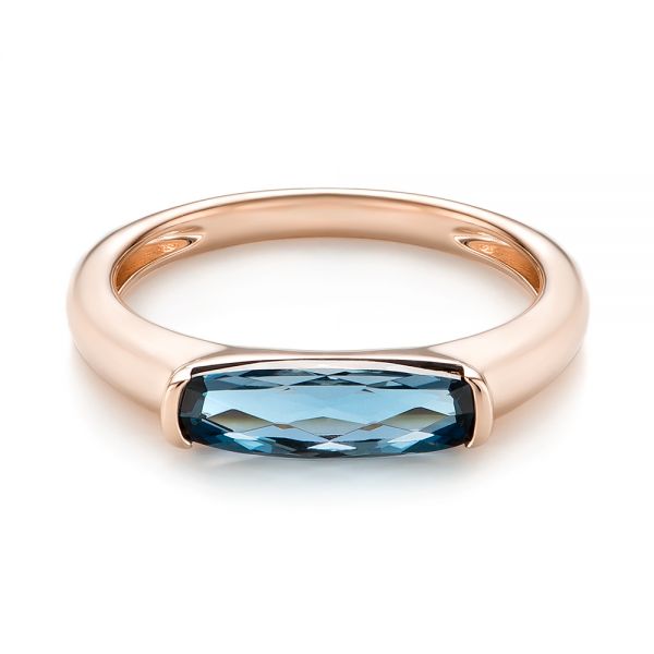 14k Rose Gold East-west London Blue Topaz Fashion Ring - Flat View -  103762