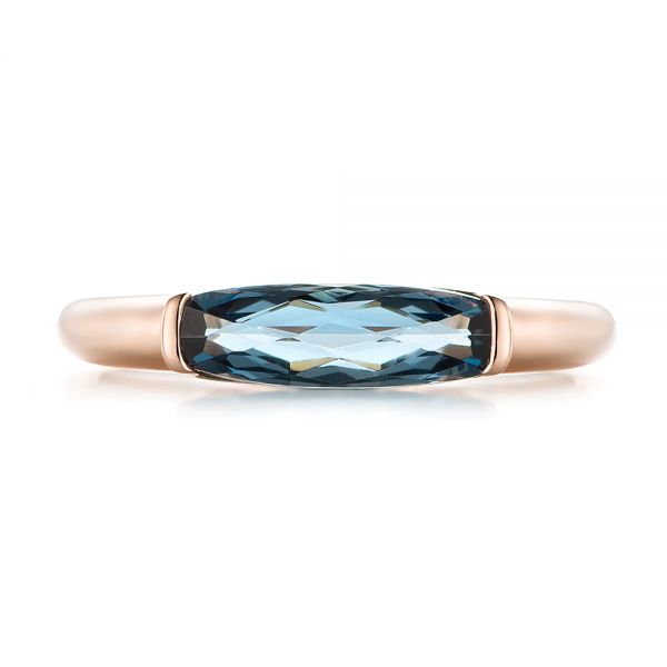 14k Rose Gold East-west London Blue Topaz Fashion Ring - Top View -  103762