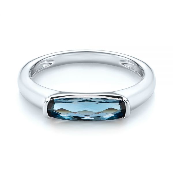 18k White Gold 18k White Gold East-west London Blue Topaz Fashion Ring - Flat View -  103762