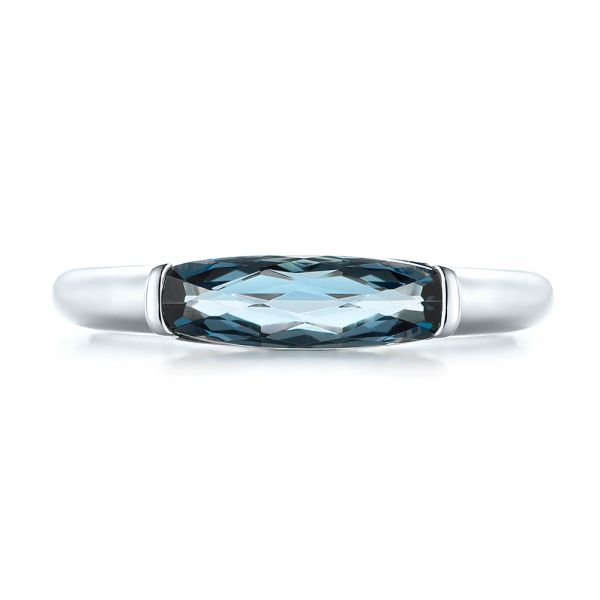 14k White Gold 14k White Gold East-west London Blue Topaz Fashion Ring - Top View -  103762