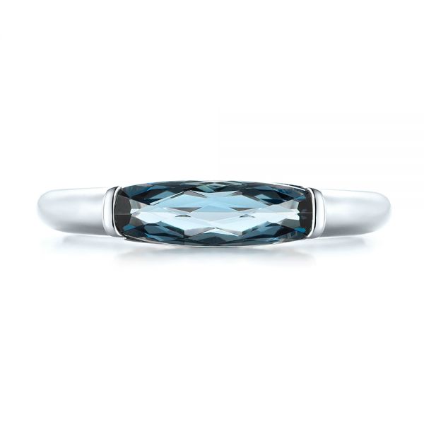  Platinum Platinum East-west London Blue Topaz Fashion Ring - Top View -  103762