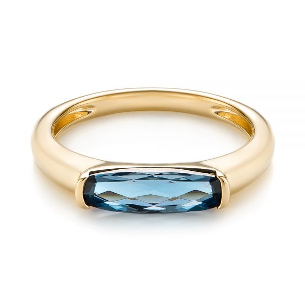 18k Yellow Gold 18k Yellow Gold East-west London Blue Topaz Fashion Ring - Flat View -  103762
