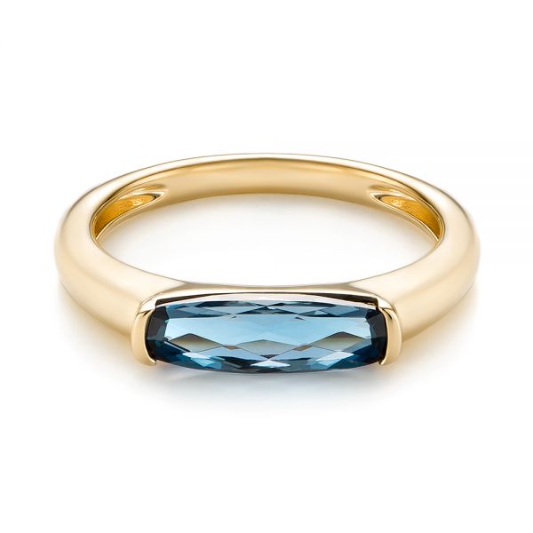 18k Yellow Gold 18k Yellow Gold East-west London Blue Topaz Fashion Ring - Flat View - 103762