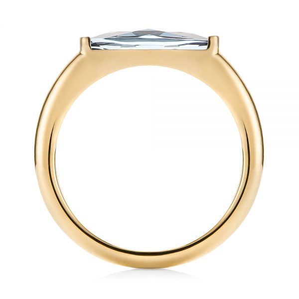 18k Yellow Gold 18k Yellow Gold East-west London Blue Topaz Fashion Ring - Front View - 103762