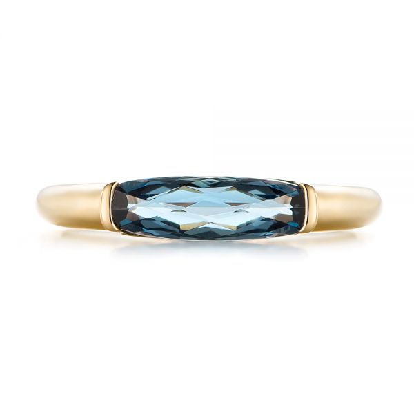 18k Yellow Gold 18k Yellow Gold East-west London Blue Topaz Fashion Ring - Top View - 103762