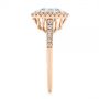 14k Rose Gold 14k Rose Gold Emerald Cut Aquamarine And Diamond Halo Ring - Side View -  105445 - Thumbnail