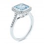 18k White Gold Emerald Cut Aquamarine And Diamond Halo Ring