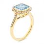 14k Yellow Gold 14k Yellow Gold Emerald Cut Aquamarine And Diamond Halo Ring - Three-Quarter View -  105445 - Thumbnail