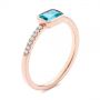 18k Rose Gold Emerald Cut Blue Topaz And Diamond Fashion Ring