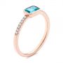 14k Rose Gold Emerald Cut Blue Topaz And Diamond Fashion Ring