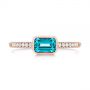 18k Rose Gold 18k Rose Gold Emerald Cut Blue Topaz And Diamond Fashion Ring - Top View -  105435 - Thumbnail