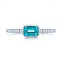  Platinum Platinum Emerald Cut Blue Topaz And Diamond Fashion Ring - Top View -  105435 - Thumbnail