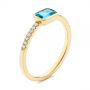 18k Yellow Gold Emerald Cut Blue Topaz And Diamond Fashion Ring