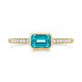 14k Yellow Gold 14k Yellow Gold Emerald Cut Blue Topaz And Diamond Fashion Ring - Top View -  105435 - Thumbnail