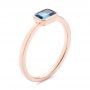 14k Rose Gold Emerald Cut London Blue Topaz Fashion Ring - Three-Quarter View -  105407 - Thumbnail