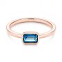 14k Rose Gold Emerald Cut London Blue Topaz Fashion Ring - Flat View -  105407 - Thumbnail