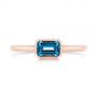 14k Rose Gold Emerald Cut London Blue Topaz Fashion Ring - Top View -  105407 - Thumbnail