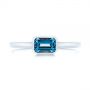 14k White Gold 14k White Gold Emerald Cut London Blue Topaz Fashion Ring - Top View -  105407 - Thumbnail