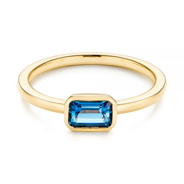 14k Yellow Gold 14k Yellow Gold Emerald Cut London Blue Topaz Fashion Ring - Flat View - 105407