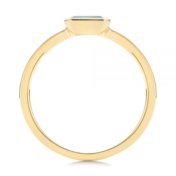 18k Yellow Gold 18k Yellow Gold Emerald Cut London Blue Topaz Fashion Ring - Front View -  105407