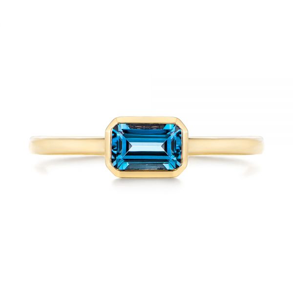 18k Yellow Gold 18k Yellow Gold Emerald Cut London Blue Topaz Fashion Ring - Top View -  105407