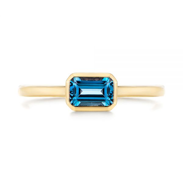 14k Yellow Gold 14k Yellow Gold Emerald Cut London Blue Topaz Fashion Ring - Top View - 105407