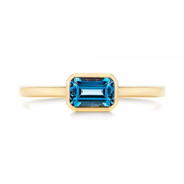 14k Yellow Gold 14k Yellow Gold Emerald Cut London Blue Topaz Fashion Ring - Top View -  105407