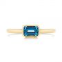 18k Yellow Gold 18k Yellow Gold Emerald Cut London Blue Topaz Fashion Ring - Top View -  105407 - Thumbnail