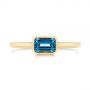 18k Yellow Gold 18k Yellow Gold Emerald Cut London Blue Topaz Fashion Ring - Top View -  105407 - Thumbnail