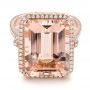 14k Rose Gold 14k Rose Gold Emerald Cut Morganite And Diamond Halo Ring - Flat View -  100799 - Thumbnail