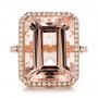 18k Rose Gold 18k Rose Gold Emerald Cut Morganite And Diamond Halo Ring - Top View -  100799 - Thumbnail