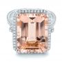  Platinum Platinum Emerald Cut Morganite And Diamond Halo Ring - Flat View -  100799 - Thumbnail