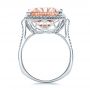  Platinum Platinum Emerald Cut Morganite And Diamond Halo Ring - Front View -  100799 - Thumbnail